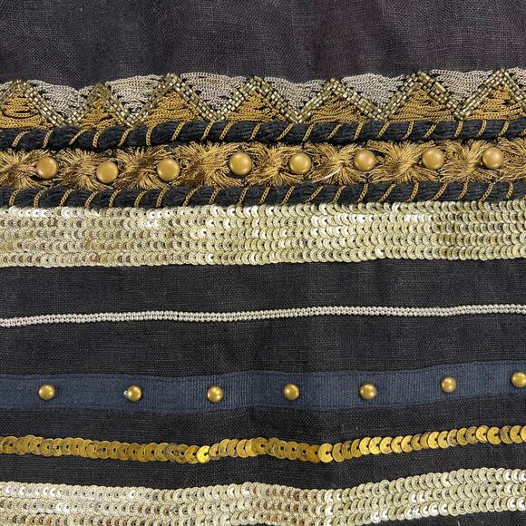 Worth New York Black Custom Maximalist Mixed Metals Beaded Artistry Skirt Size 2 - Picture 7 of 16